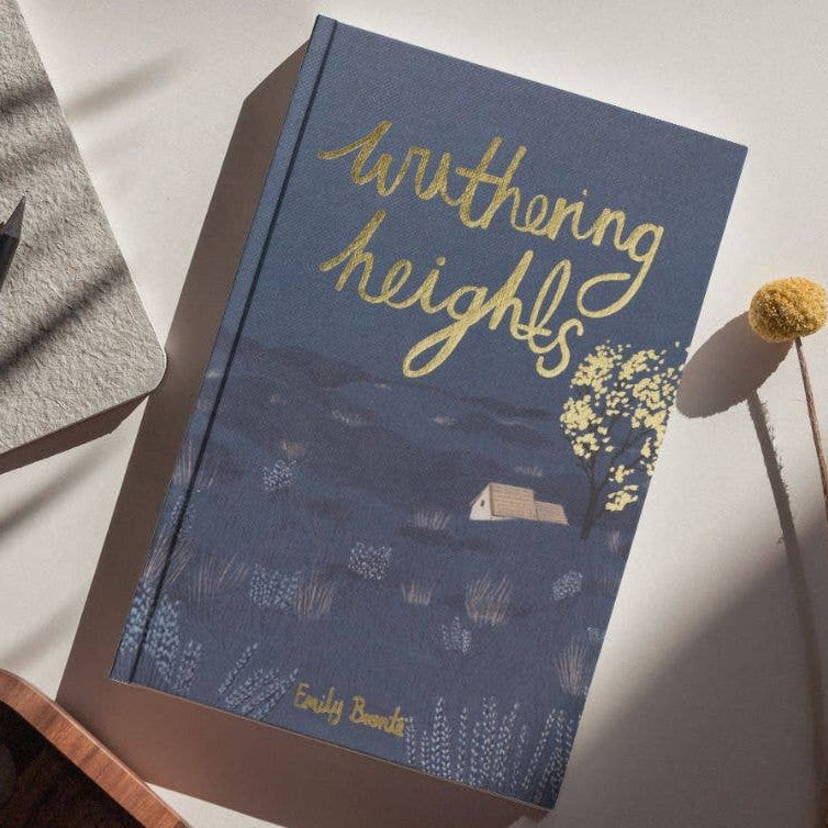 Wuthering Heights by Emily Brontë Wordsworth Collector's Edition hardback with blue illustrated cover and gold detailing